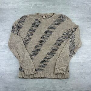 Vintage 90s Constantine Knight Sweater Size Medium Tan Hand Loomed Pullover Boho